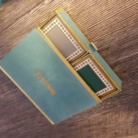 Tiffany & Co. Double Deck of Playing Cards Tiffany Blue Green Grey Velvet Box - Picture 3 of 16
